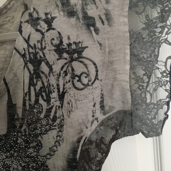 Daytrip Sheer Embellished Top with Lace - Picture 4 of 6